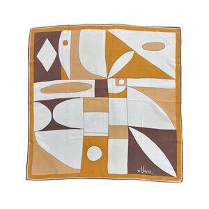 Vintage Usna Abstract Geometric Print Silk Scarf Headwear